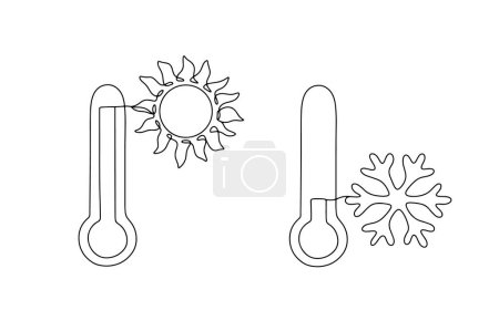 A thermometer showing temperatures above and below zero. Weather icon. Vector illustration. Images produced without the use of any form of AI software at any stage. 