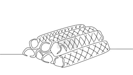 Wafer rolls. One of the waffle serving formats. Wafer rolls with sweet filling. International Waffle Day. Vector illustration. Images produced without the use of any form of AI software at any stage. 