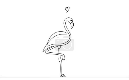 Flamingo stands on one leg. A southern waterbird with soft pink plumage, a long neck and long legs. Vector illustration. Images produced without the use of any form of AI software at any stage. 