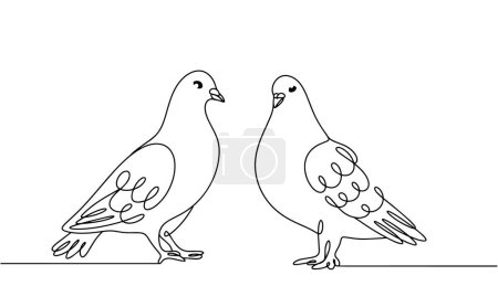 A pair of pigeons. A pair of pigeons. A bird of the pigeon family, medium in size, with dense plumage. Vector illustration. Images produced without the use of any form of AI software at any stage. 