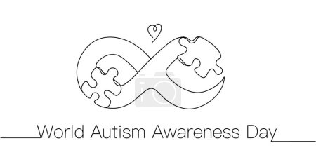 Unendlichkeitszeichen mit Puzzleteilen. Symbol für Autismus. Welttag des Autismus-Bewusstseins. Vektorillustration. Bilder, die in jeder Phase ohne den Einsatz von KI-Software erstellt werden. 