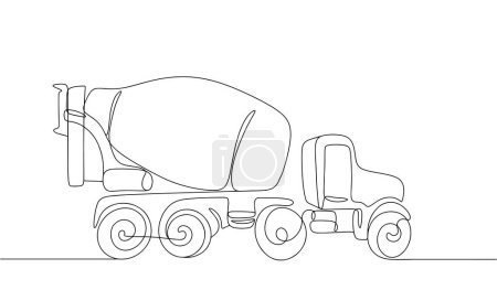 A concrete mixer is driving forward. A construction machine designed for preparing concrete mixtures. Vector illustration. Images produced without the use of any form of AI software at any stage. 