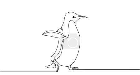 The penguin hurriedly walks forward. Cute bird with a clumsy gait. World Penguin Day. Vector illustration.