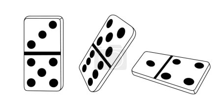 Illustration for Boards with dots for playing dominoes. A board game in which a chain of dominoes is built with halves touching and having the same number of dots. Vector illustration. - Royalty Free Image