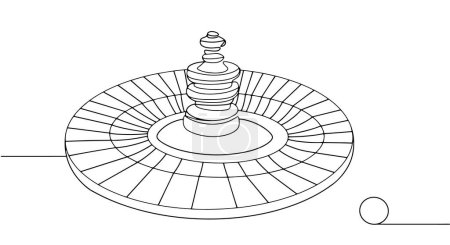 Roulette in a casino. The essence of the game is to guess which sector or area the ball will fall into as a result of spinning the wheel. Vector illustration.
