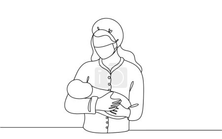 Une sage-femme tient un nouveau-né dans ses bras. Profession d'accouchement physiologique. Journée internationale des sages-femmes. Illustration vectorielle.