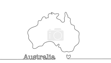 Ilustración de Esquema trazado en línea de Australia. Un dibujo de línea simple con un título. Silueta del país y del continente. - Imagen libre de derechos