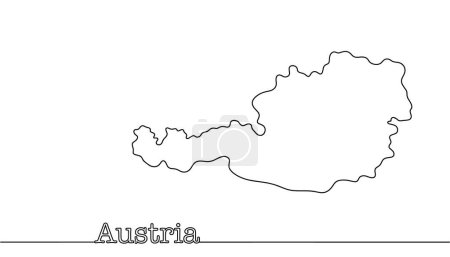 Ilustración de Fronteras estatales de Austria. Dibujo geográfico a mano. Ilustración vectorial línea negra. - Imagen libre de derechos