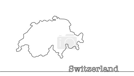 Esquema de Suiza. Un país tranquilo situado en Europa Occidental. Un simple dibujo de línea a mano alzada.