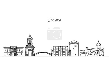 Téléchargez les illustrations : Beaux bâtiments et structures architecturales d'Irlande. Vecteur isolé sur fond blanc pour différentes utilisations. - en licence libre de droit