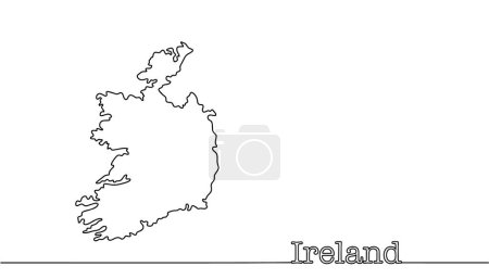 Téléchargez les illustrations : Frontières étatiques de l'Irlande. Grande île en Europe. Illustration de ligne simple. - en licence libre de droit