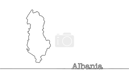 Albania. A state in the western part of the Balkan Peninsula. Country map drawn with a line. Isolated vector.