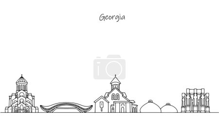 Panorama von Georgien. Stadtbild von Tiflis. Einfacher isolierter Vektor für unterschiedliche Anwendungen.