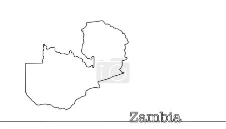 República de Zambia. Estado en Sudáfrica. Fronteras estatales del país trazadas con una línea. Ilustración vectorial.