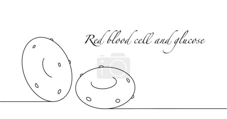 Rote Blutkörperchen mit Glukose. Glykiertes Hämoglobin. Eine einfache handgezeichnete Illustration zu einem medizinischen Thema. Vektor.