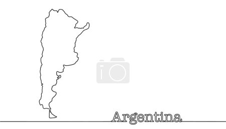 Illustration for Silhouette of the state borders of Argentina. A very large state in South America. Isolated vector on white background. - Royalty Free Image