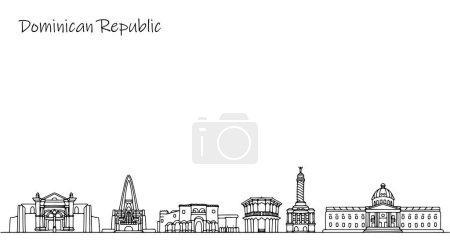 Illustration for Unusual buildings and structures that can be seen on the streets of the Dominican Republic. Vector illustration for tourism use. - Royalty Free Image