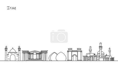 Ilustración de Estructuras arquitectónicas inusuales que se encuentran en Irak. La belleza de las calles del estado árabe. Vector aislado sobre el tema del turismo y los viajes. - Imagen libre de derechos