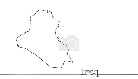 Ilustración de Estado árabe de Irak, línea trazada a mano. Mapa de la República de Iraq. Vector aislado sobre fondo blanco. - Imagen libre de derechos