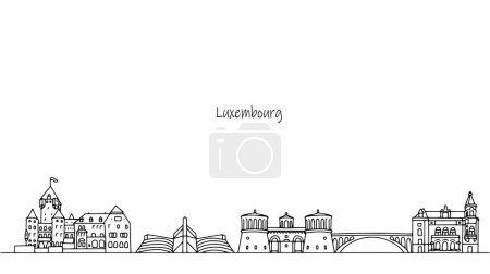 Ilustración de Panorama del Gran Ducado de Luxemburgo. Calles y parques de un hermoso país europeo. Ilustración vectorial simple sobre el tema del turismo. - Imagen libre de derechos