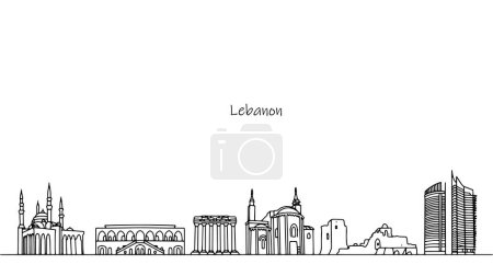 Illustration for Streets and buildings of Lebanon. Architecture of a Middle Eastern country. The beauty of the culture of an Asian state. Simple vector on a white background on the theme of tourism. - Royalty Free Image