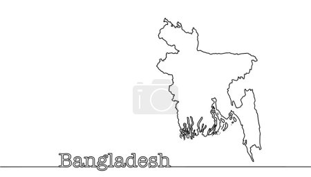 Silhouette of the People's Republic of Bangladesh. Map of a state located in South Asia. Simple illustration for different types of use.