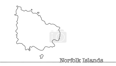 Mapa geográfico de Isla Norfolk. Una pequeña isla habitada situada en el Océano Pacífico. Vector aislado sobre fondo blanco.