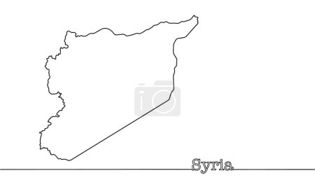 Fronteras estatales de Siria. Un país ubicado en el Medio Oriente. Silueta de un país asiático dibujada sobre un fondo blanco. Ilustración vectorial.