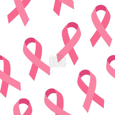 Seamless vector pattern with pink ribbon for World Breast Cancer Awareness Month and International day against breast cancer in October. Modern illustration.