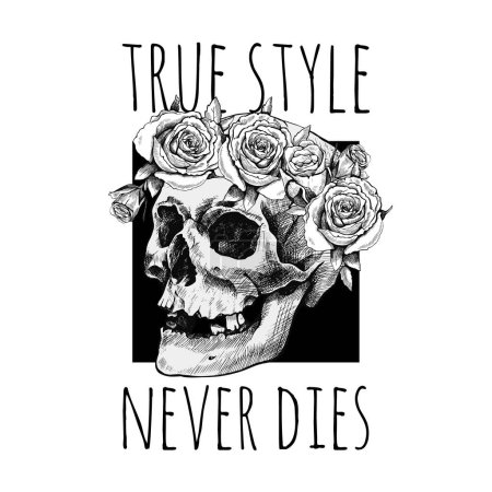 Ilustración de El verdadero estilo nunca muere. Eslogan para la plantilla de camiseta. - Imagen libre de derechos
