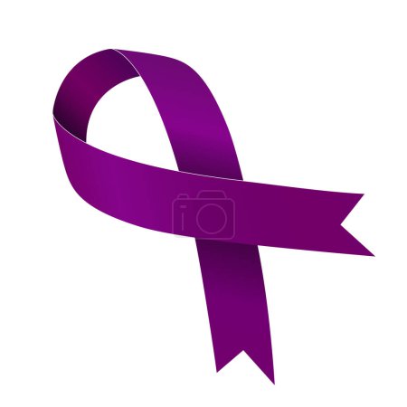 Mes de conciencia sobre el cáncer testicular. Cinta púrpura. Ilustración vectorial aislada en blanco.