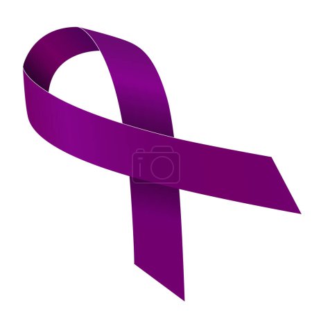 Mes de conciencia sobre el cáncer testicular. Cinta púrpura. Ilustración vectorial aislada en blanco.