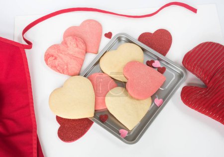 Photo for Unfrosted Pink, Cream and Marbled Valentine Sugar Cookies - Royalty Free Image