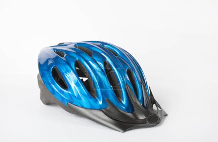 Photo for Blue and Black Bicycle Helmet on White - Royalty Free Image