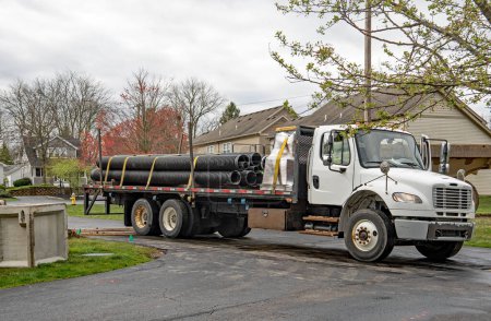Truck Delivery of Corrugated Drainage Pipe