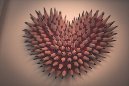 Téléchargez les photos : Heart picture from wooden pencils - en image libre de droit