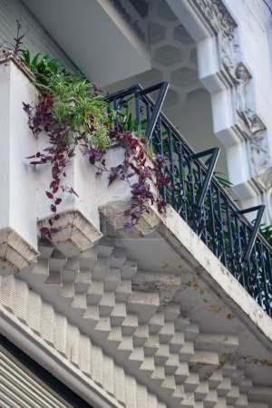 Téléchargez les photos : Un balcon avec une jardinière sur le balcon - en image libre de droit