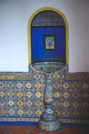 Photo for Blue and yellow tiled wall in Rio de Janeiro - Royalty Free Image