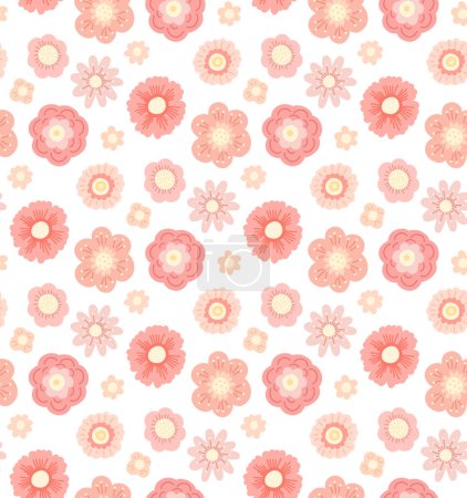 Téléchargez les illustrations : Delicate vector pattern with small hand drawn flowers on a white background. Flat pastel floral texture for nursery fabrics and wallpapers. Tender cartoon ditsy background. - en licence libre de droit