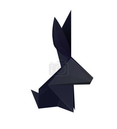 Téléchargez les illustrations : Vecteur origami lapin noir. Lièvre polygonal isolé de l'arrière-plan. Papier animal plié. Symbole du Nouvel An chinois. Élément pour cartes de vœux, bannières et votre design. - en licence libre de droit