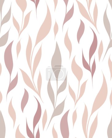 Illustration for Vector seamless pattern with delicate branches and stems with foliage on a white background. Natural texture in pastel colors for fabrics, wallpapers and your creativity. - Royalty Free Image