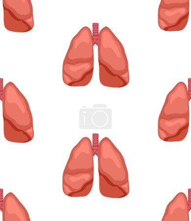 Illustration for Seamless medical pattern with healthy human lungs. Internal organs in a row on a white background. Anatomical wallpaper. - Royalty Free Image