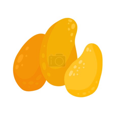 Illustration for Vector flat illustration of mango isolated from background. Clipart juicy tropical fruits. Design object for stickers, menus, recipes - Royalty Free Image