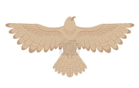 Ilustración de Clipart plano vectorial de un águila con alas extendidas aisladas del fondo. Ilustración decorativa dibujada a mano de un ave voladora. Dibujo ornitológico para pegatinas, artículos y sublimación - Imagen libre de derechos