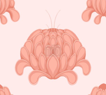 Illustration for Vector delicate seamless pattern with simple peonies in a row. Tender floral surface design. Texture with stylized pink flowers on a pastel background for fabrics and wrapping paper - Royalty Free Image