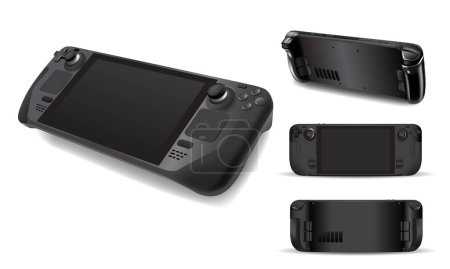 Illustration for Set of console game device handheld portable black color vector illustration on white - Royalty Free Image