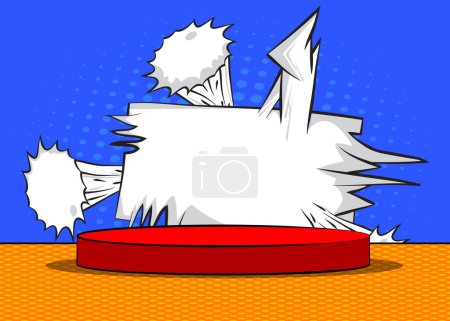Illustration for Comics abstract product podium stage. Comic Book scene pedestal or platform for mockup presentation. Vector illustration texture, background. - Royalty Free Image
