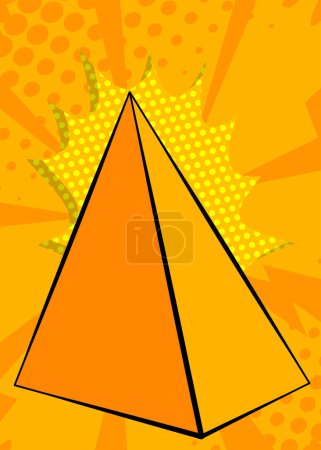 Illustration for Comic Book Yellow Pyarmid pop art Background. Vector wallpaper illustration. Vintage banner. - Royalty Free Image