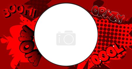 Illustration for Cartoon vector pop art comics background. Blank Circle shape on Comic Book Background. Red Illustration. - Royalty Free Image