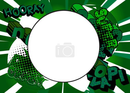 Ilustración de Blank Circle shape on Green pop art comics Background Illustration. Cartoon vector Comic Book background. - Imagen libre de derechos